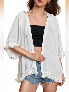 SweatyRocks Women's Tassel Kimono Fringe Cardigan Beachwear Cover up